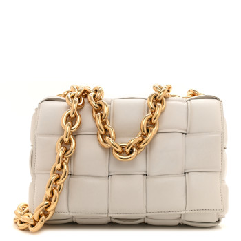 Bottega Veneta Lambskin Maxi Intrecciato padded chain cassette crossbody bag whit